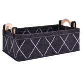 Elyxen gray rectangular felt storage basket with wooden handles for easy organization