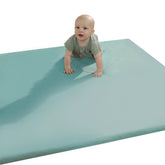 ELYZING Baby Play Mat in light green with roll-up design, easy wipe-clean surface for spills.
