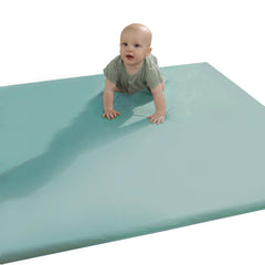ELYZING Baby Play Mat in light green with roll-up design, easy wipe-clean surface for spills.