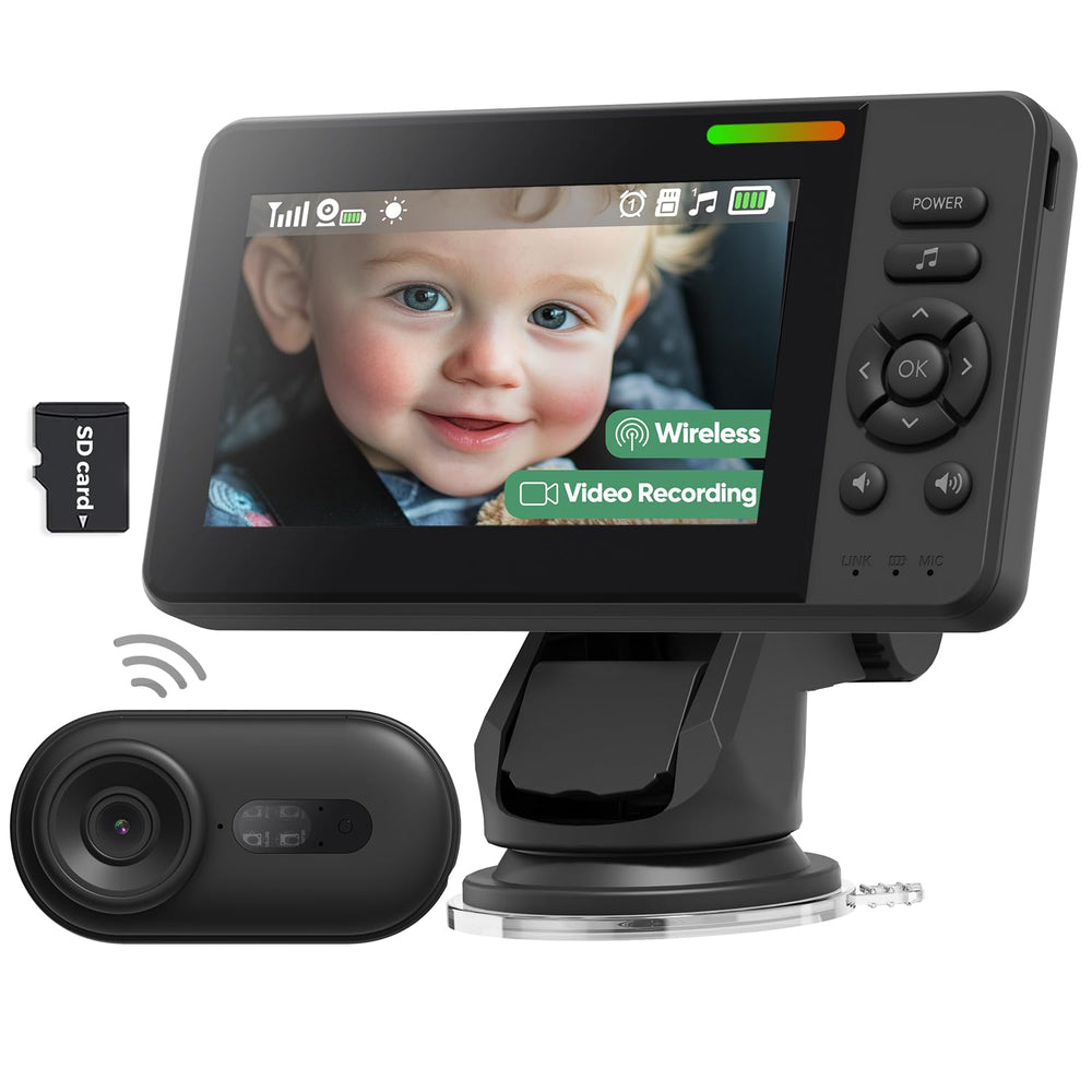 Elzeeo baby car camera 1080p display for crystal-clear daytime monitoring.