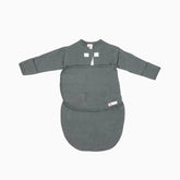 Embe baby sleep sack charcoal with zip closure for secure swaddling and quiet nights.