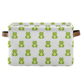 Emelivor cute green frog storage bin with handles, collapsible for toy organization.