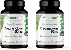 Emerald Labs Pregnenolone 50mg bottle illustrating potential brain health support.
