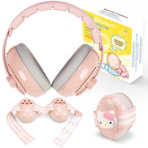 Empireway GS010 2-in-1 earmuffs folded pink provide travel-friendly protection for infants.