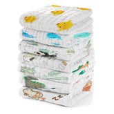 EMSAAG Muslin washcloths in animal patterns with soft cotton texture for delicate skin