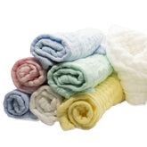 EMSAAG Muslin Baby Washcloths pack7 show soft texture ideal for gentle daily cleansing.
