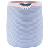 ENAORGAN 90L blue rope hamper front view shows easy laundry access and sturdy design.