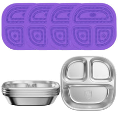 ENCYS set of 4 snack containers with purple lids keep foods organized for kids.