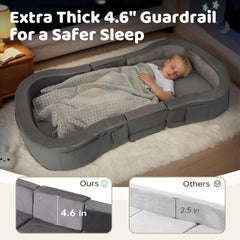 ENITYA toddler bed fully expanded with secure sleep area