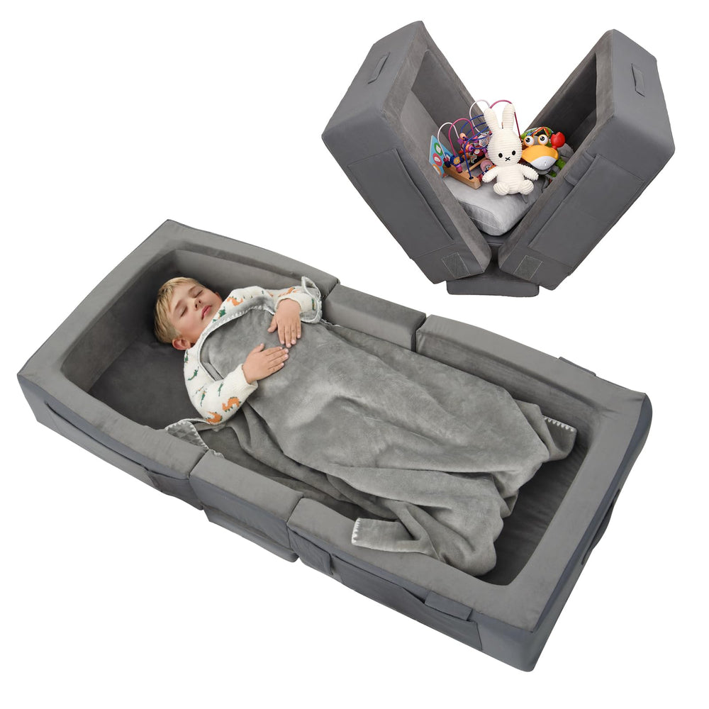 ENITYA toddler travel bed foldable foam for easy packing and travel