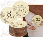 EnjoyMyDesign wooden milestone disc week 8 for pregnancy journaling and keepsakes.