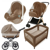 Enovoe stroller mosquito net brown offers breathable protection during outdoor walks.