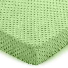 Entisn Pack N Play Sheets Sage Green fitted on mini crib mattress for cozy sleep.