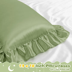 Entisn sage green satin pillowcase for a calm nursery ambiance