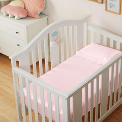 Entisn satin crib sheets offer soft, silk-like texture for gentle skin and hair