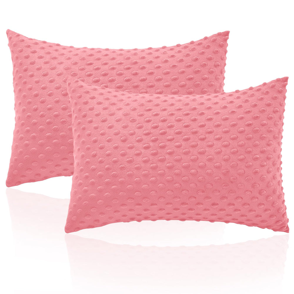Entisn 13x18 pink toddler pillowcase with soft minky-dot cover for gentle sleep