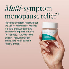 Equelle tablets closeup, 60-tablet supply for hormone-free symptom support.