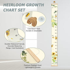 EQUNROY growth chart wall wooden rainbow hook enabling easy, damage-free hanging.