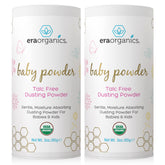 Era Organics talc-free baby powder in a 2-pack packaging