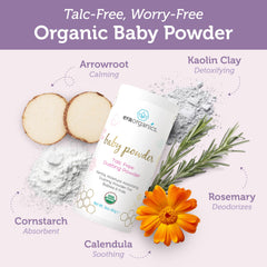 Era Organics talc-free packaging label highlighting USDA Organic and fragrance-free formula