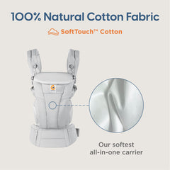 Ergobaby Omni Dream Cotton Carrier fabric detail emphasizes softness and durability.
