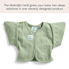 ergoPouch Butterfly Cardi worn over a swaddle supports hands-up sleeping.