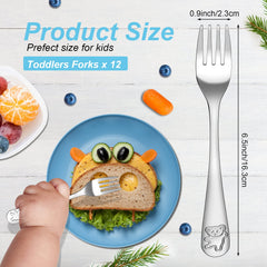 Erinnmy bear-engraved toddler forks encourage independent eating