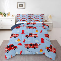 Erosebridal red fire truck comforter front pattern adds playful toddler bed flair