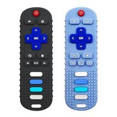 ERSIHUA TV remote teether in black soothes teething with safe silicone.