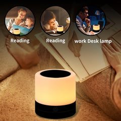 ERUN touch-control bedside lamp enables quick color and mode changes.