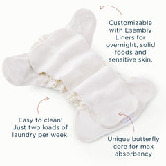 Essembly Inner trim-fitting-size-1 is ideal for babies 7-17 lbs.