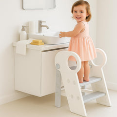 esemoil toddler step stool top panel adjustment enables easy height changes for growth.