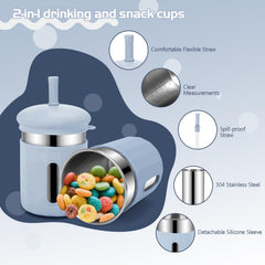 EsOfficce stainless steel cups with anti-leak straw for spill-free sips