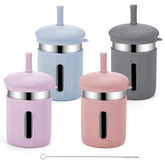 EsOfficce stainless steel kids cups with pour spout for spill-free drinking