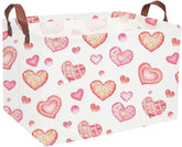 Essme Dreamy Heart rectangular pink basket with handles for easy toy storage in a girls' room
