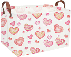 Essme Dreamy Heart rectangular pink basket with handles for easy toy storage in a girls' room
