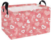 Essme pink heart rectangle basket with handles for easy kid-friendly organization