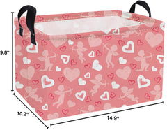 Essme pink heart storage bin shown in a nursery setup for tidy organization