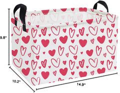 Essme pink heart storage bin with sturdy side handles for easy access