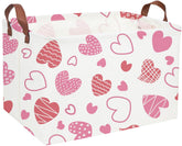 Essme rectangular pink heart basket with handles for easy transport and organization