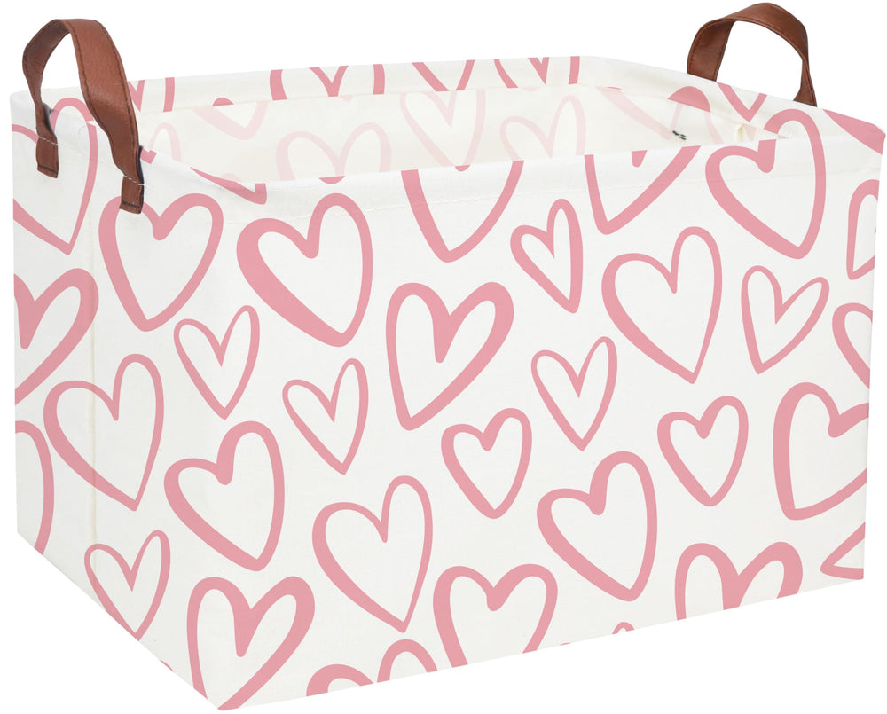Essme rectangular pink basket with sturdy handles, ideal for nursery storage