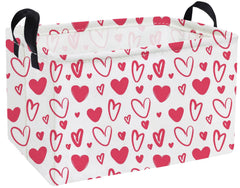 Essme rectangular basket with pink heart design for cute room decor and storage