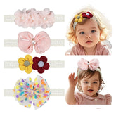 Esumun baby headband with pink chiffon bow adds elegant charm for christening photos.