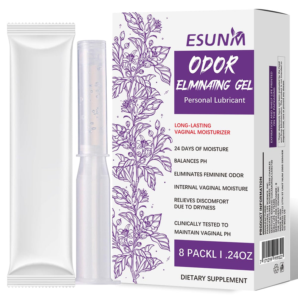 ESUNM odor-eliminating gel packaging showcases discreet design for at-home freshness.