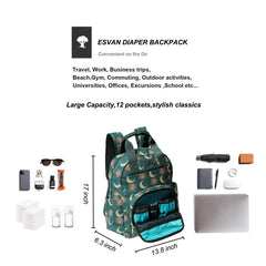 ESVAN diaper bag backpack interior pockets organize items on the go