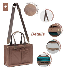 ESVAN tote bag back pocket fits iPad or magazine for on-the-go work.