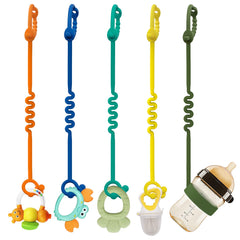 ETETOO five-pack toy straps keep baby toys within reach with bright colors.