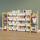 Etitlly toy storage organizer with 16 bins and 6 shelves keeps play area tidy.