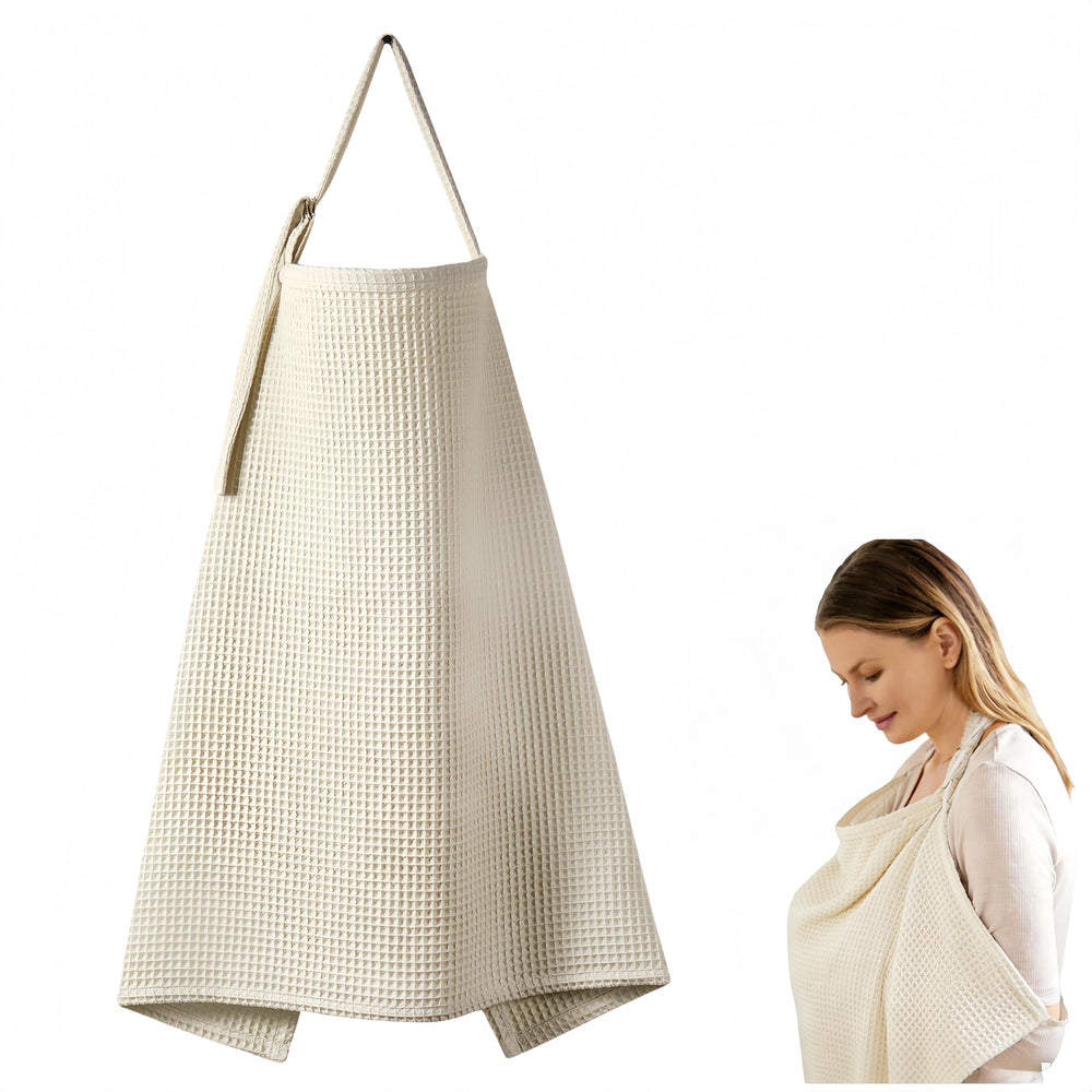 ETOFIXEE waffle nursing cover apricot folded for compact carry
