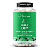 Eu Natural DIM supplement bottle label highlights 200 mg for hormone balance